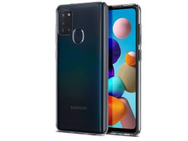 Samsung A217F Galaxy A21s ütésálló hátlap - Spigen Liquid Crystal - átlátszó