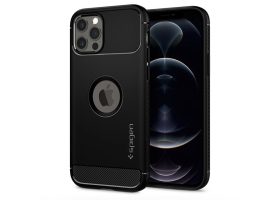 Apple iPhone 12/12 Pro ütésálló hátlap - Spigen Rugged Armor - fekete