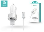   Devia 2xUSB szivargyújtó töltő adapter + USB - Type-C kábel 1 m-es vezetékkel - 12W - Devia Smart Dual USB Car Charger Suit - fehér