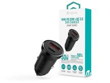   Devia Smart Series Mini 30W PD+QC USB+Type-C autós töltő adapter - fekete