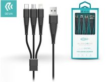   Devia USB töltő- és adatkábel 1,2 m-es vezetékkel - Devia Fish1 Flexible 3in1   for Lightning/Android/Type-C USB 2.4 - fekete