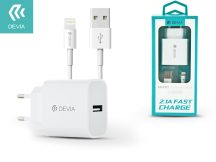   Devia USB hálózati töltő adapter + USB - Lightning kábel 1,2 m-es vezetékkel -  10W - Devia Smart Fast Charger Suit - fehér