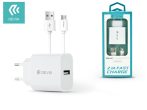   Devia USB hálózati töltő adapter + micro USB kábel 1 m-es vezetékkel - 10W -    Devia Smart USB Fast Charge for Android - fehér