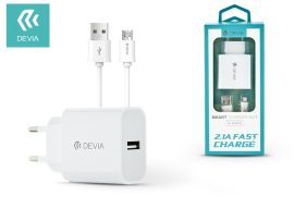 Devia USB hálózati töltő adapter + micro USB kábel 1 m-es vezetékkel - 10W -    Devia Smart USB Fast Charge for Android - fehér