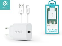   Devia USB hálózati töltő adapter + USB Type-C kábel 1 m-es vezetékkel - 10W -   Devia Smart USB Fast Charge for Type-C 2.0 - fehér