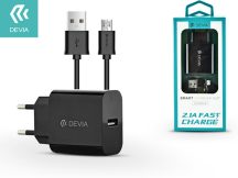   Devia USB hálózati töltő adapter + USB - micro USB kábel 1 m-es vezetékkel - 10W- Devia Smart USB Fast Charge for Android - fekete