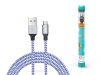 Devia USB - micro USB adat- és töltőkábel 1 m-es vezetékkel - Devia Tube for    Android USB 2.4A - ezüst/kék