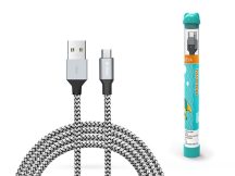   Devia USB - micro USB adat- és töltőkábel 1 m-es vezetékkel - Devia Tube for    Android USB 2.4A - ezüst/fekete