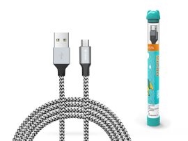 Devia USB - micro USB adat- és töltőkábel 1 m-es vezetékkel - Devia Tube for    Android USB 2.4A - ezüst/fekete