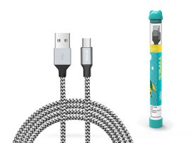 Devia USB - USB Type-C töltő- és adatkábel 1 m-es vezetékkel - Devia Tube for   Type-C USB 2.4A - ezüst/fekete