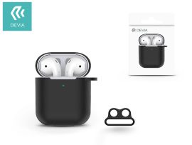 Devia szilikon tok AirPods fülhallgatóhoz - Devia AirPods v.2 Naked Silicone    Case Suit for AirPods (whit loophole) - fekete