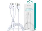   Devia USB töltőkábel 1,2 m-es vezetékkel - Devia Smart Series 3in1 for          Lightning/micro USB/Type-C - 2A - fehér