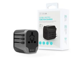 Devia többfunkciós globális hálózati töltő utazó adapter (UK/EU/USA/USA/Japán/AU) - Devia Global Multiple Function Charger - fekete