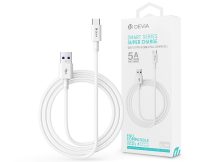   Devia USB - USB Type-C töltő- és adatkábel 1,5 m-es vezetékkel - Devia Shark    Supercharge USB Type-C - 5A - fehér