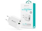   Devia hálózati töltő adapter Type-C + USB bemenettel - 20W - Devia Smart Series PD3.0 + QC3.0 - Qualcomm Quick Charge 3.0 - fehér