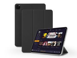 Apple iPad Pro 12.9 (2020/2021/2022) tablet tok (Smart Case) on/off funkcióval, mágneses töltővel - Devia Intelligent Both Sides Magnetic Leather Case - fekete