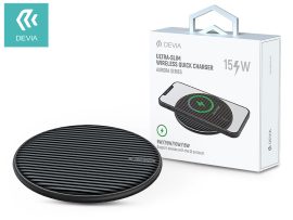 Devia Qi univerzális vezeték nélküli töltő állomás - 15W - Devia Aurora Series  V3 Ultra-Slim Wireless Quick Charger - fekete