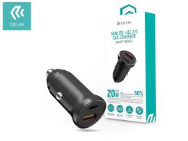 Devia szivargyújtós töltő adapter USB + Type-C bemenettel - 20W - Devia Smart   Series  Mini PD + QC3.0 Car Charger - fekete