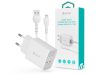 Devia Smart 2xUSB hálózati töltő adapter + USB - Lightning USB kábel 1 m-es     vezetékkel - 12W - Devia Smart Series Charger Suit With Lightning Cable - fehér