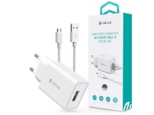   Devia Smart USB hálózati töltő adapter + USB - micro USB kábel 1 m-es vezetékkel- 10W - Devia Smart Series Charger Suit With Micro Cable V3 - fehér