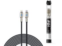   Devia USB Type-C - Lightning adat- és töltőkábel 1 m-es vezetékkel - Devia Tube Mars Series PD Cable With Lightning - 5V/3A - fekete