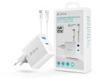   Devia GaN hálózati töltő adapter USB + Type-C bemenettel + Type-C - Type-C kábel- 65W - Devia Extreme Speed Series 65W PD + QC GaN Fast Charger Set - fehér