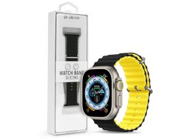 Apple Watch szilikon sport szíj - Deluxe Series Sport6 Silicone Two-tone Watch  Band - 38/40/41 mm - fekete/sárga