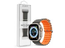   Apple Watch szilikon sport szíj - Deluxe Series Sport6 Silicone Two-tone Watch  Band - 42/44/45/49 mm - szürke/narancs