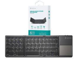 Devia összecsukható vezeték nélküli angol kiosztású Bluetooth billentyűzet      érintőpaddal - Devia Lingo Series Foldable Wireless Keyboard with Touchpad -    fekete