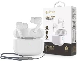 Devia TWS Bluetooth sztereó headset v5.3 + töltőtok - Devia Airbuds Pods2 TWS   Wireless Earphone with Charging Case - fehér