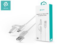   Devia USB adat- és töltőkábel 1 m-es vezetékkel - Devia Smart 2in1 Charging     Cable for Lightning/Micro USB - fehér