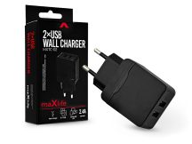   Maxlife 2xUSB hálózati töltő adapter - 12W - Maxlife MXTC-02 2xUSB Wall Fast    Charger - fekete