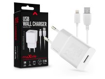   Maxlife USB hálózati töltő adapter + USB - Lightning kábel 1 m-es vezetékkel -  10W - Maxlife MXTC-01 USB Wall Charger - fehér