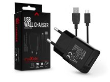   Maxlife USB hálózati töltő adapter + USB - micro USB kábel 1 m-es vezetékkel -  5W - Maxlife MXTC-01 USB Wall Charger - fekete