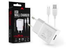   Maxlife USB hálózati töltő adapter + USB - micro USB kábel 1 m-es vezetékkel -  10W - Maxlife MXTC-01 USB Wall Charger - fehér