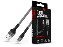   Maxlife USB - Lightning adat- és töltőkábel 1 m-es szövet vezetékkel - Maxlife  MXUC-01 8-PIN USB Cable - 5V/2A - szürke/fekete