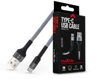   Maxlife USB - USB Type-C adat- és töltőkábel 1 m-es szövet vezetékkel - Maxlife MXUC-01 USB Type-C Cable - 5V/2A - szürke/fekete