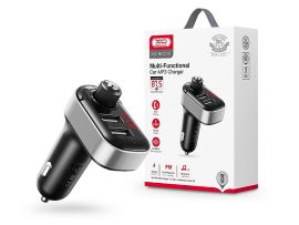 XO Bluetooth FM-transmitter / szivargyújtó töltő - 2xUSB + MP3 + Pendrive       lejátszás - XO BCC10 - fekete