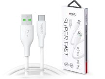   YESIDO USB - USB Type-C adat- és töltőkábel 1,2 m-es vezetékkel - YESIDO CA72 Super Fast Type-C Data Cable - 5V/5A - fehér