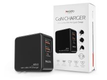   YESIDO hálózati töltő adapter 2xUSB + Type-C bemenettel - 65W - YESIDO YC35 3in1 GaN Charger PD + QC3.0 - fekete