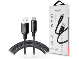 YESIDO USB - USB Type-C adat- és töltőkábel 1,2 m-es vezetékkel - YESIDO CA85 Super Fast Type-C Data Cable Digital Display - 5V/5A - fekete