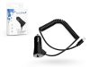 USB Type-C szivargyújtós gyorstöltő spirál kábellel + USB bemenettel - 15W - fekete USB Type-C szivargyújtós gyorstöltő spirál kábellel + USB bemenettel - 15W - fekete