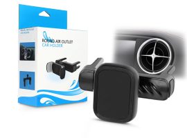 Univerzális kerek szellőzőrácsba illeszthető mágneses PDA/GSM autós tartó (pl.  Mercedes) - MP-M Magnetic Car Holder - fekete