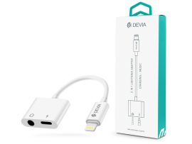 Devia lightning + 3.5 mm jack adapter egyidőben történő töltéshez és            zenehallgatáshoz - Devia Smart 2in1 Lightning-Jack adapter - white