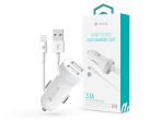   Devia szivargyújtós töltő adapter 2xUSB bemenettel + USB - Lightning kábel - 15W- Devia Smart Series Dual Car Charger Suit - fehér