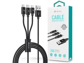 Devia USB töltőkábel 1,2 m-es vezetékkel - Devia Gracious Series 3in1 f         or Lightning/microUSB/Type-C - 5V/3A - black