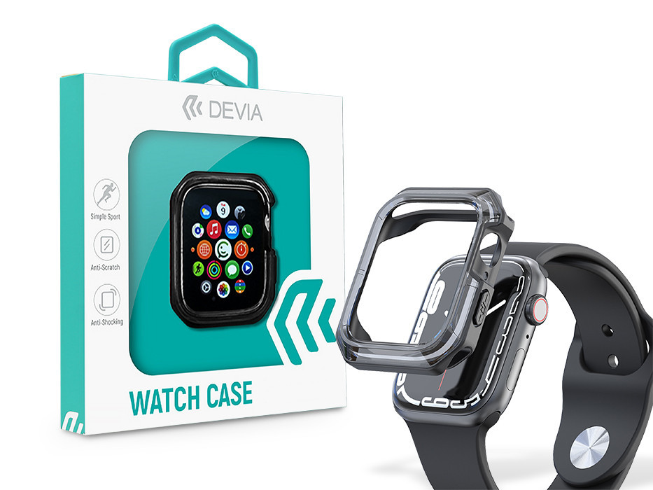Apple Watch ütésálló védőtok - Devia Sport Series Shockproof Case For iWatch - 45 mm - fekete/átlátszó